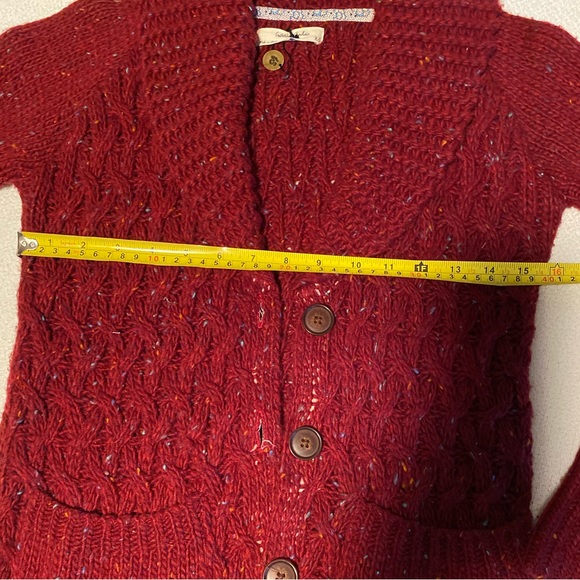 Isabella Sinclair Farfar chunky grandpa cardigan burgundy size XS Anthropologie - Picture 4 of 7